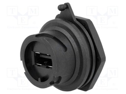Socket; USB A; for panel mounting; soldering; straight; IP67