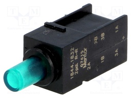 Switch: push-button; Pos: 2; DPDT; 0.5A/60VAC; 0.5A/60VDC; green