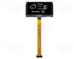 Display: OLED; graphical; 2.7"; 128x64; Dim: 73x41.86x2.11mm; white