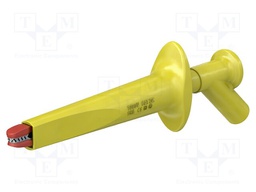 Clip-on probe; 16A; 1kV; yellow; Socket size: 4mm; Contacts: brass
