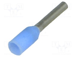 Bootlace ferrule; insulated; copper; 0.25mm2; 6mm; tinned; crimped