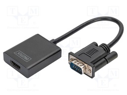 HDMI converter; HDMI socket,Jack 3.5mm socket,VGA male; black
