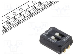 DIP / SIP Switch, 2 Circuits, Slide, Surface Mount, SPST, 6 V, 100 mA