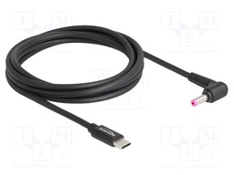 Cable; USB C plug,DC 4,8/1,7 plug; angled,straight; black; 1.5m