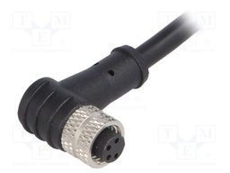 Connector: M8; female; PIN: 4; angled; plug; 3A; 30V; IP67; 1m; PVC