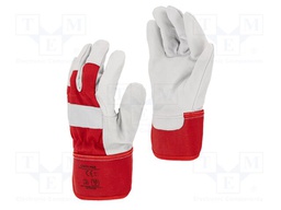 Protective gloves; Size: 10; polyester,natural leather; tag