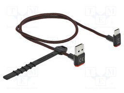 Cable; USB 2.0; gold-plated; 0.5m; black,red; 24AWG,28AWG; 480Mbps