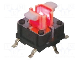 Microswitch TACT; SPST-NO; Pos: 2; 0.05A/12VDC; SMT; LED; red; 1.57N