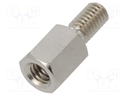 Screwed spacer sleeve; Int.thread: M3; 6mm; Ext.thread: M3; brass