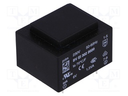 Transformer: encapsulated; 1.5VA; 230VAC; 6V; 250mA; Mounting: PCB