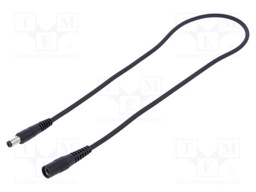 Cable; DC 5,5/2,1 plug,DC 5,5/2,1 socket; straight; 1mm2; black