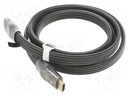 Cable; HDMI 2.0,flat; HDMI plug,both sides; PVC; textile; black