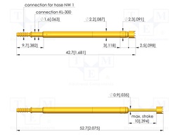 Test needle; Spring compression: 6mm; 10mm; 2A; steel; gold-plated