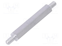 Screwed spacer sleeve; 40mm; Ext.thread: M4; hexagonal; aluminium