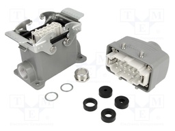 Connector: HDC; male + female; S-E; PIN: 10; 10+PE; size 10B; metal