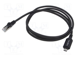 Cable; USB 3.2; RJ45 plug,USB C plug; nickel plated; 2m; black