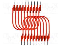 Test leads; 50VAC,120VDC; 10A; banana plug 4mm,both sides; red