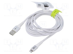 Cable; USB 2.0; Apple Lightning plug,USB A plug; 3m; white; 60W