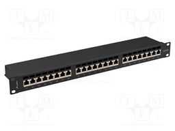 Patch panel; black; Number of ports: 24; Cat: 6a; RJ45 socket x24