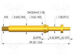 Test needle; Spring compression: 4mm; 5mm; 8A; CuBe; gold-plated