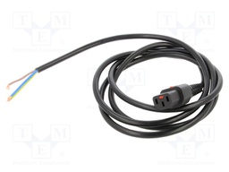Cable; IEC C13 female,wires; 2m; with IEC LOCK locking; black