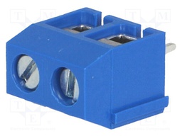 PCB terminal block; angled 90°; 5mm; ways: 2; on PCBs; 1.5mm2; 15A