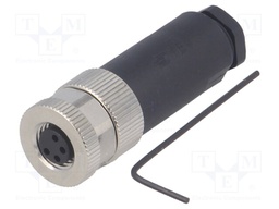 Connector: M8; female; PIN: 4; straight; unshielded; for cable; plug