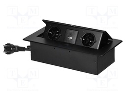 Plug socket strip: furniture; IP20; 3680W; black; 230VAC