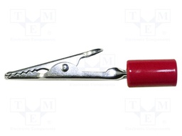 Crocodile clip; 10A; Grip capac: max.7.9mm; Overall len: 58mm; red