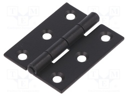 Hinge; Width: 40mm; zinc-plated steel; black; H: 50mm; Holes no: 6