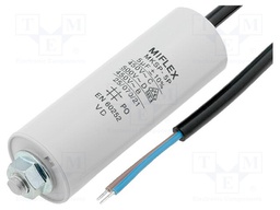 Capacitor: motors, run; 8uF; 450V; Ø35x65mm; -25÷70°C; ±10%; 10000h