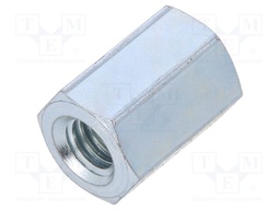 Screwed spacer sleeve; Int.thread: M4; 10mm; hexagonal; steel