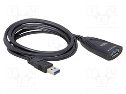 Cable; DC socket,USB A socket,USB A plug; 5m; black; 22AWG,28AWG