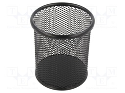 Pen container; black; metal; round