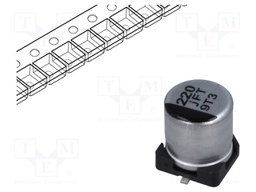 Capacitor: electrolytic; low impedance; 220uF; 6.3VDC; Case: C