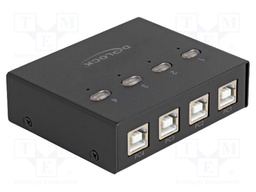 Switch; USB 2.0; black; metal; Input: USB B socket x4