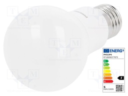 LED lamp; cool white; E27; 230VAC; 470lm; 5W; 200°; 6500K; CRImin: 80