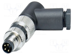 Connector: M8; PIN: 4; 4A; 30V; IP67; angled; unshielded; plug