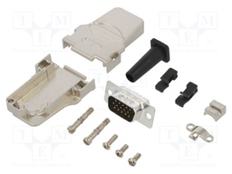 D-Sub HD; PIN: 15; male; shielded,with strain relief; angled 45°