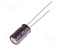 Capacitor: electrolytic; low impedance; THT; 220uF; 6.3VDC; ±20%