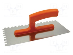 Notch trowel; L: 270mm; W: 130mm; stainless steel; EURO