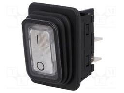 ROCKER; DPST; Pos: 2; OFF-ON; 20A/250VAC; white; filament lamp 230V