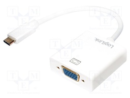 Adapter; USB 3.0; D-Sub 15pin HD socket,USB C plug; 140mm