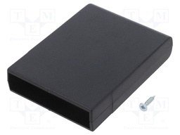 Enclosure: with panel; X: 69mm; Y: 90.5mm; Z: 19mm; ABS; black