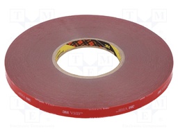 Tape: fixing; W: 12mm; L: 33m; D: 0.6mm; acrylic; grey; max.230°C
