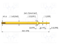Test needle; Spring compression: 4mm; 5mm; 8A; CuBe; gold-plated