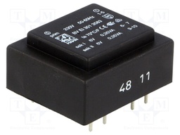 Transformer: encapsulated; 0.7VA; 230VAC; 6V; 6V; 58mA; 58mA; 44g