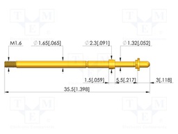 Test needle; Spring compression: 4mm; 5mm; 8A; CuBe; gold-plated