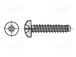 Screw; for metal; 3,5x8; Head: cheese head; Pozidriv; steel; zinc