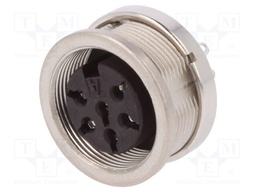Connector: M16; female; for panel mounting,rear side nut; socket
